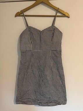 Forever 21 Black and White Gingham Spaghetti Strap Mini Dress